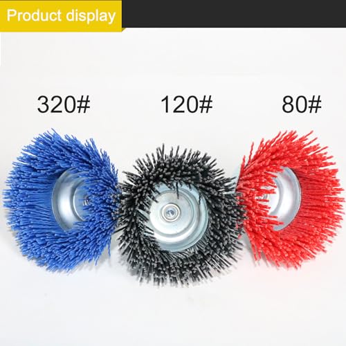 FPPO 8Pcs 3 Inch Assorted Cup Brushes Abrasive Wire Nylon Cup Brush for Drill,Grit 80 120 320 with 1/4" Shank (8) mix8pcs