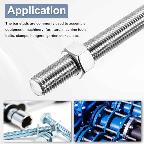 MECCANIXITY Fully Threaded Rod M18 x 250mm 2.5mm Thread Pitch 304 Stainless Steel Right Hand Threaded Rods Bar Studs Long Threaded Screw with Screw Nuts 2 Pack M18x250mm