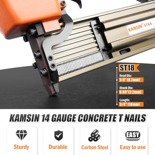 14 Gauge ST18 Concrete T Nails 800PCS/BOX, 3/4'' (18mm) with ST50 2"(50mm) 800PCS/BOX