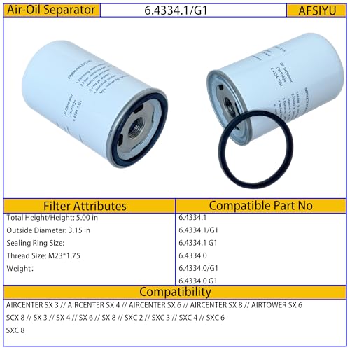 6.4334.1 6.4334.0 Oil Separator Element Replacement Compatible with Air Compressor Replacement Filter Part 6.4334.1/G1 6.4334.0/G1