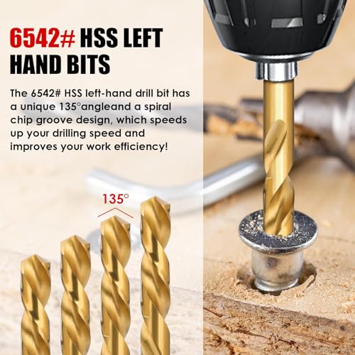 35-Pieces Screw Extractor Set, 37# Cr-Mo & 6542# Left Hand Reverse Drill Bit, Easy Out Multi-Spline Allen Screw Removal Kit for Ez Speed Out Stripped, Broken, Damaged, Rounded Bolt Head Tool
