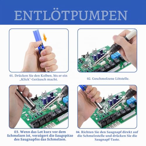 Desoldering Pump, Lead-Free Solder Wire, Micro Shear Wire Cutter Pliers, Desoldering Wire, 5-Piece Desoldering Pump Set, for Repair, Electric Soldering, DIY
