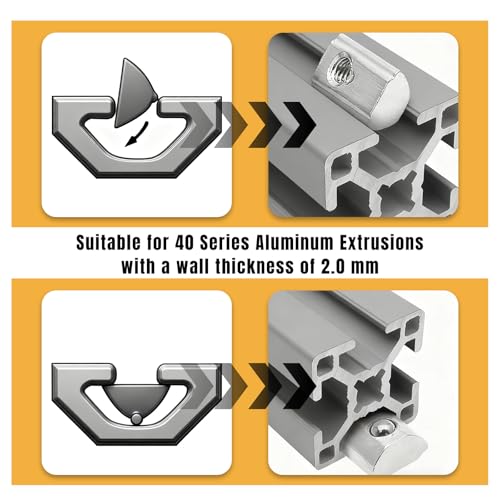 100 Pcs 40 Series M8 Thread T Spring Nut Carbon Steel European Standard M8 T Nuts Half Round Roll in Spring for 3D Printer, Aluminum Extrusion Profile, Silver