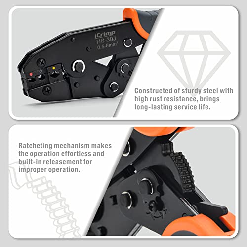 iCrimp Ratchet Wire Crimping Tool Set w/ 5 Interchangeable Jaws IWS-30J Terminal Tool Set