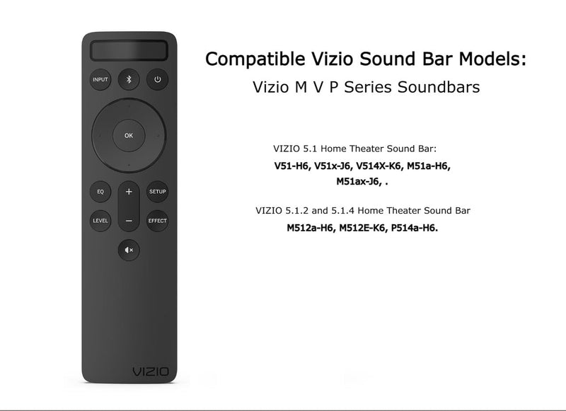 OEM Replacement Backlit Display Bluetooth Remote for Vizio 5.1 Premium Sound Bar Home Theater System M512-H6, V51-H6, V51x-J6, M51a-H6, M512a-H6, 51AX-J6, P514A-H6