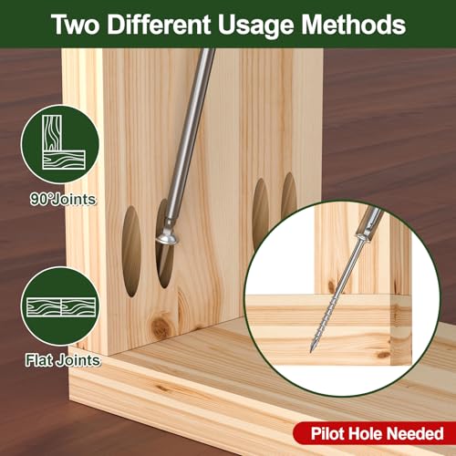 Pocket Hole Screws 3 Inch, 320Pcs Exterior Pocket Screws #10 X 3 #10 X 3" Silver 320