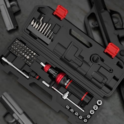 VANPO Torque Screwdriver, 10-70 In-lb, 64 Piece, Click Style for Gunsmith Red