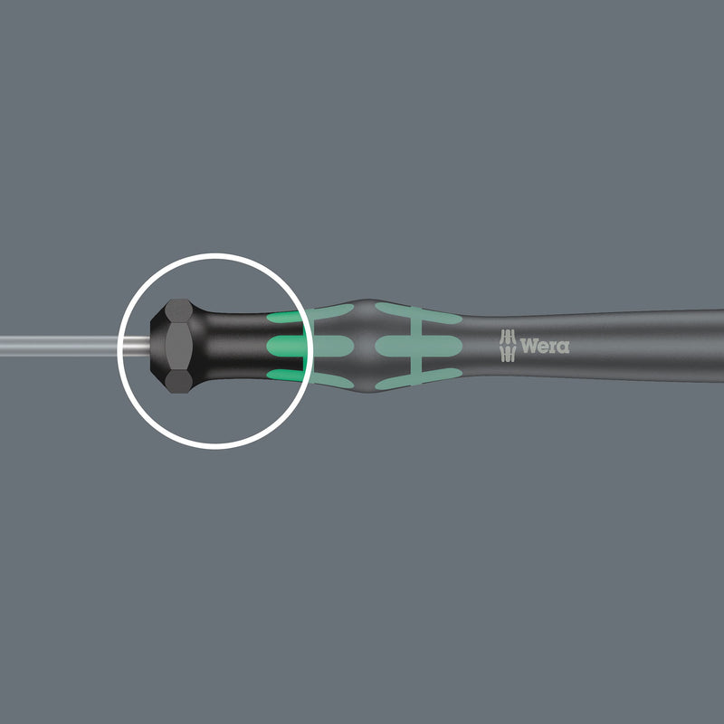 Wera 2052/6 Kraftform Micro Ballhead Hexagon Electronics Screwdriver Set and Rack, 6-Piece Ball-End: 1.5x60mm, 2x60mm, 2.5x60mm, 3x60mm, 0.9x40mm, 1.3x90mm