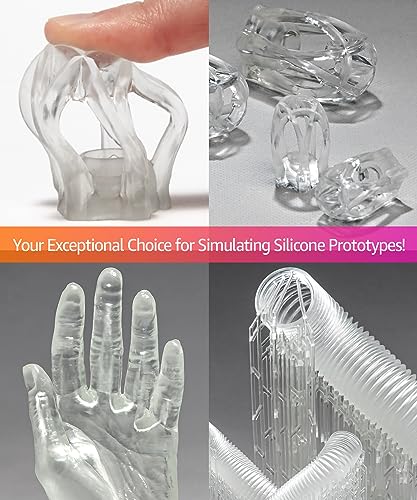 SuperElastic 3D Printer Resin, Softness 60A Simulating Soft Silicone, Made in Korea by 3DMaterials (500g, Clear) 500g