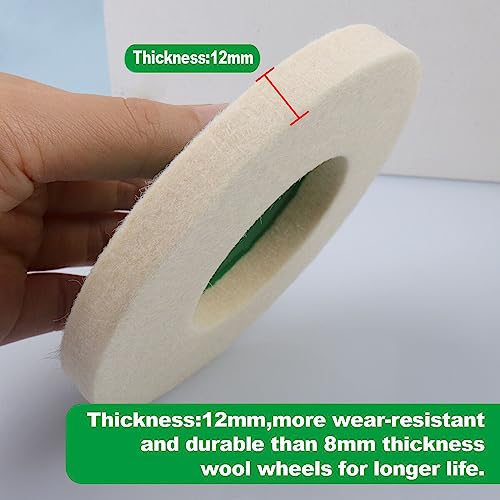 ATOPLEE Thickened 12mm Wool Polishing Wheel Disc,10pcs 4-1/2" x 7/8" Arbor Buffing Wheel for 4.5 Inch Angle Grinder,Wool Felt Polishing Wheel for Metal,Marble,Wood（Hole Diameter:22mm,Thickness:12mm） 10