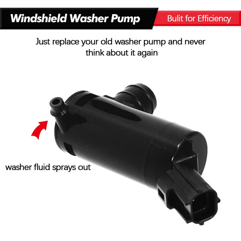 Windshield Washer Pump w/Grommet Replacement for Ford Escape, Focus, F150, F350, Mazda B2300, B2500 Mercury Monterey, Mariner Replaces OEM 7R33-17664-DA, 7L8Z-17664-A, F6SZ-17664-A