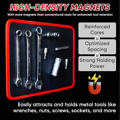 Magnetic Tool Mat Set, Wristband, Pickup Tool & Mirror for Auto Repair