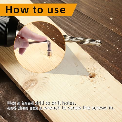 Threaded Inserts for Wood 151 PCS M6 M8 M10, Heavy Duty Carbon Steel Wood Insert Nuts Kit, Hex Socket Screw-in Furniture Nuts with Wrenches for Bed Frame, Cabinet, Chair Repair