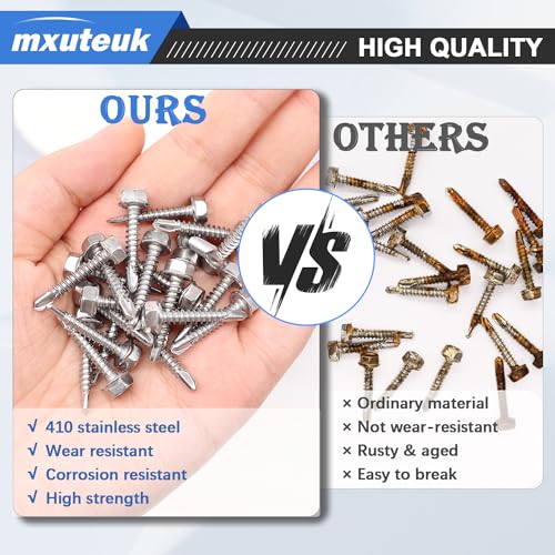 mxuteuk 390PCS #8,#10,#12 Self Tapping Screws+1095PCS Self Tapping Screws Assortment Kits, #8#10 410 Stainless Steel Truss Head Self Drilling Screws and M2 M3 M4 Carbon Steel Phillips Pan Head