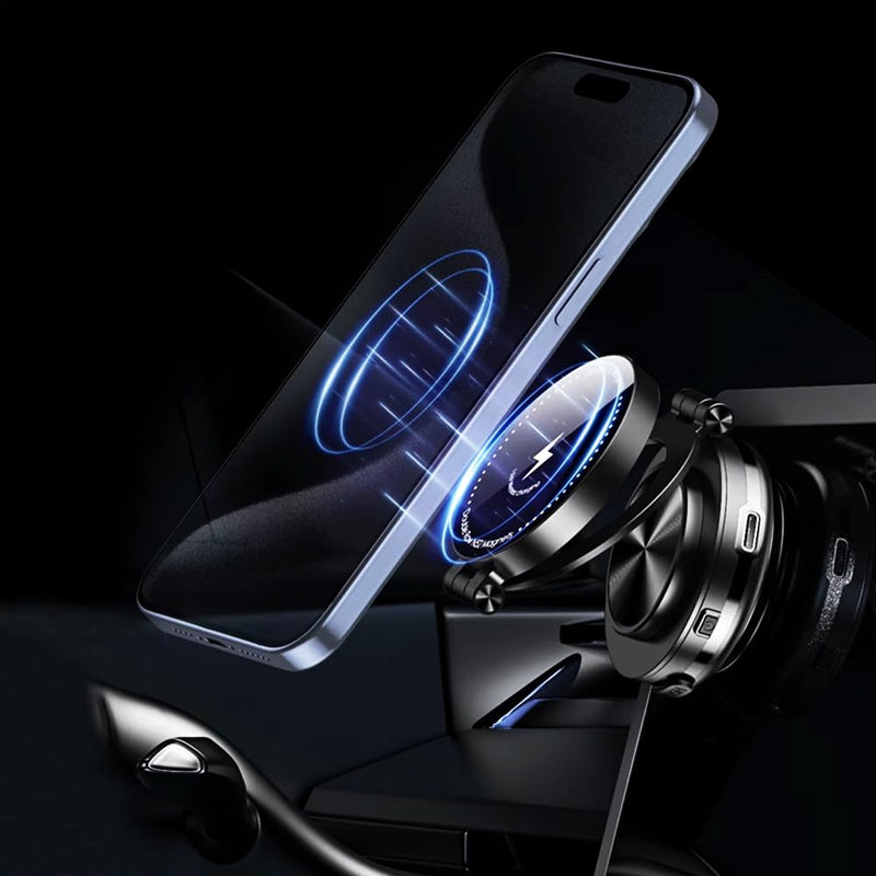 2in1 360 Degree Swivel Automobile Holder Electric Sunction Mount with Wireless Charger Vacuum Absorption Car Phone Holder - 1 Piece Black Black Version 2