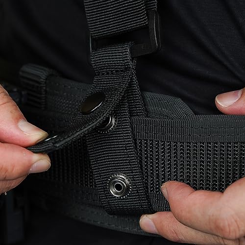 KUNN Tactical Suspenders Police Duty Belt Harness for Men,1.5 Inch Adjustable Tool Belt Suspender + Tool Pouch with Belt Clip, Utility Small Tool Organizer with Tape Measure Holder