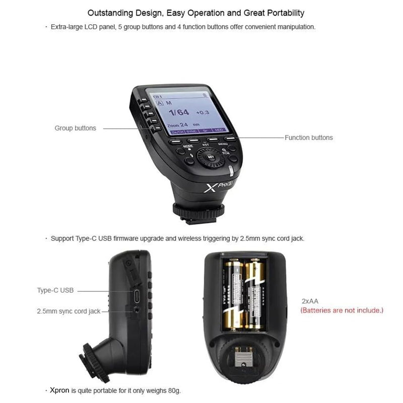 Godox XPro TTL Wireless Trigger,1/8000s High-Speed-Sync,5 Dedicated Group Bottons and 11 Customizable Functions (XPro-N Compatible with Nikon)