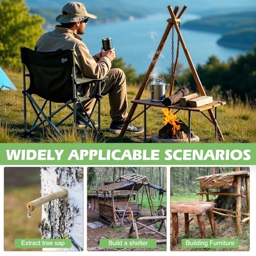 4 Pcs Hand Auger Wood Drill, Bushcraft Hand Auger Wrench Scotch Eye Wood Auger Manual Hand Drill Bit Survival Settlers Wrench Tool Camping,Outdoor,Hiking,Woodworking