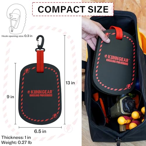 KUNN Garden Tool Organizer Belt Multifunctional Work Apron Pouch for Gardeing Florist Plumbing,Black + Small Kneeling Pad 9"X6.5"X1" Mini Foam Kneeing Pad with 360°Hook