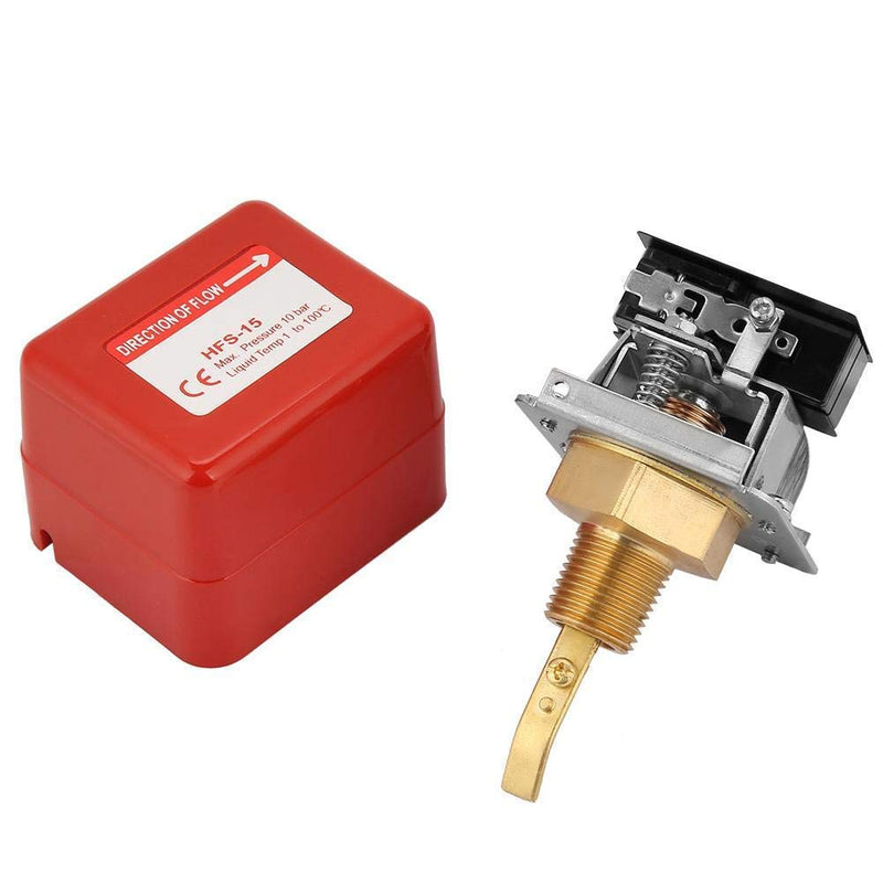 Hsthe Sea 1/2 Inch Water Flow Switch, HFS-15 Adjustable Thread Double Stroke SPDT 220VAC 15A Water Flow Control 1.0Mpa