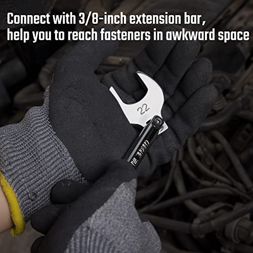 DURATECH 19-Piece 3/8" Drive Crowfoot Wrench Set with 2 Extension Bars Regular Metric and SAE