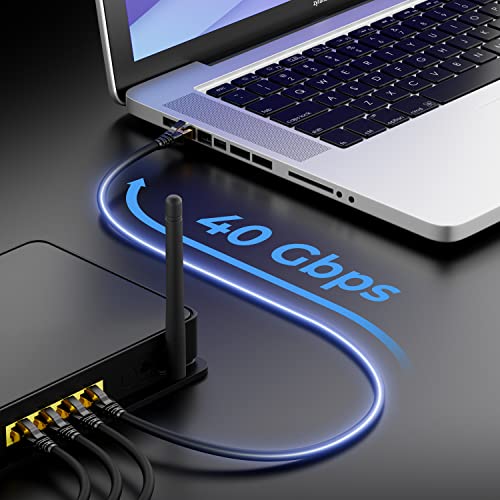 deleyCON 2 m CAT8.1 Patch Cable RJ45 S/FTP 40 Gbit, Pack of 5 - Black | Network Cable Data Cable, PIMF 2000 MHz, LAN DSL Cable, CAT.8 Ethernet Cable, RJ45 Connector 5 x 2 m