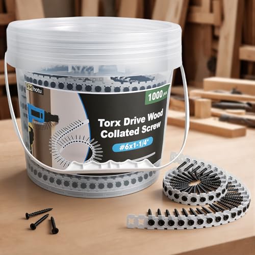 #6x1-1/4 Collated Drywall Screws, 1000PCS Wood Screws with Torx Drive #6x1-1/4"