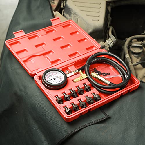 Oil Pressure Tester Tool, Oil Pressure Gauge kit, 0-140 PSI PressureTestDiagnostic Tools, Engine Oil Pressure Tester Tool kit, for car Truck red-1
