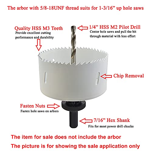 MaxTool 5-3/4" Bi-Metal Hole Saw 146mm Cobalt High Speed Steel M42 Bimetal Holesaw with 1.5" Deep 5/8-18 Thread for Metal Wood Plastic; BM42W44R548
