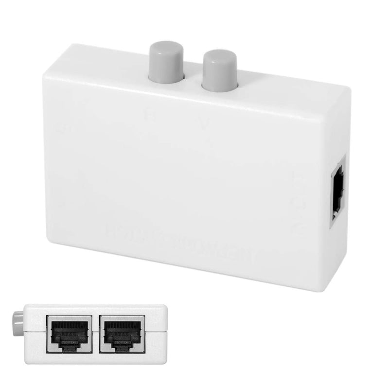 JSER UTP STP 2 in 1 Out 2 Ports RJ45 LAN CAT6 CAT5E Network Switch Selector Internal External Networking Switcher Splitter Box RJ45 Angled Adapter