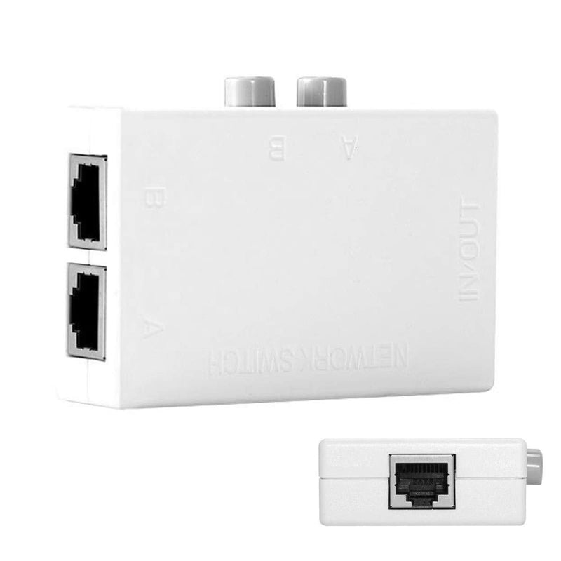 JSER UTP STP 2 in 1 Out 2 Ports RJ45 LAN CAT6 CAT5E Network Switch Selector Internal External Networking Switcher Splitter Box RJ45 Angled Adapter