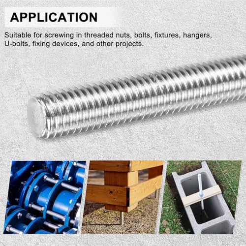 M METERXITY 10-Pack Fully Threaded Rod, M10x150mm 304 Stainless Steel Right Hand Thread Bar Studs for Furniture Anchor Bolts/Clamps/U-Bolts, Metric Threaded Screw