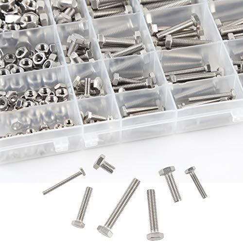 newlng M3 M4 M5 M6 Bolts and Nuts Assortment Kit 320 PCS Metric 304 Stainless Steel Hex Head Cap Screws Bolts and Nuts Assortment Set Fasteners Bolts Kit with Combination Box for Home Fixation Repairs M3456-4