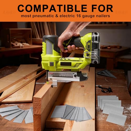 PINOZE 16 Gauge 304 Stainless Steel Finish Nails, 1200-Count (2-1/2", 2", 1-1/2") 16GA SS Finishing Nails, Assorted Framing Nail Gun Nails for Pneumatic, Electric Finish Nailer