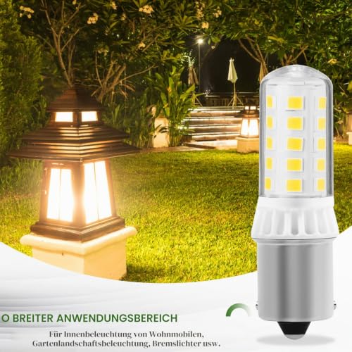 KUNKA B15S 12V Home LED Light Bulb 3W 400 Lumens CRI85 1156 Socket AC12V-24V (Warm White 3000K, Set of 2) Warm White 3,000 K Set of 2
