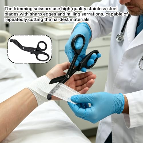 Pack of 3 Medical Bandage Scissors, Bandage Scissors, Rescue Scissors, Stainless Steel Bandage Scissors, Medical Scissors for Nurses, Medical Students, Emergency Room