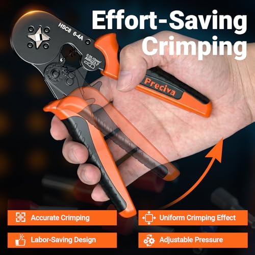 Preciva 2100PCS Ferrule Crimping Tool Kit, AWG 23-7 (0.25-10mm²) Self-Adjusting Ratchet Ferrule Crimping Tool with Storage Case - Quadrilateral Wire Crimp Pliers for Electrical, Car, Audio & DIY