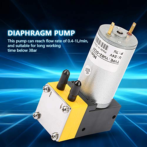 Hyuduo 24V 0.4-1L/min Miniature Electric DC Motor Air Pump Motor Diaphragm Vacuum Pump Vacuum Self Priming Mini Vacuum Pump Oxygen Circulate Air Pumping Motor for Air Liquid Equipment