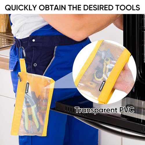 TICONN 6 Pack Combo Tool Pouch + 12in Tool Bag with Waterproof Soft Bottom