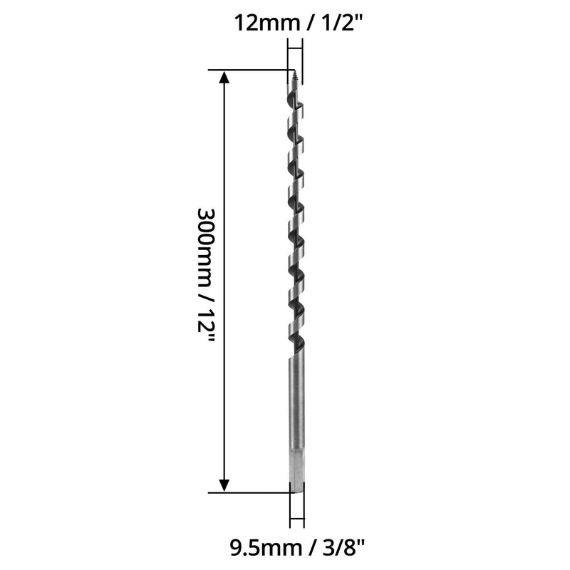 QWORK wood twist drill, wood drill, Ø 12mm, total length 300mm, 1 piece 12 x 300 mm