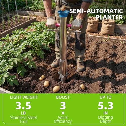 Bulb Planter, Planting Bulbs Manual Seedling Transplanter Weeder Sod Plugger Flower Planting Soil Sampler Long Handled Bulb Planter Plant Bulb Seeds (2 Handle-A) 2 handle-A