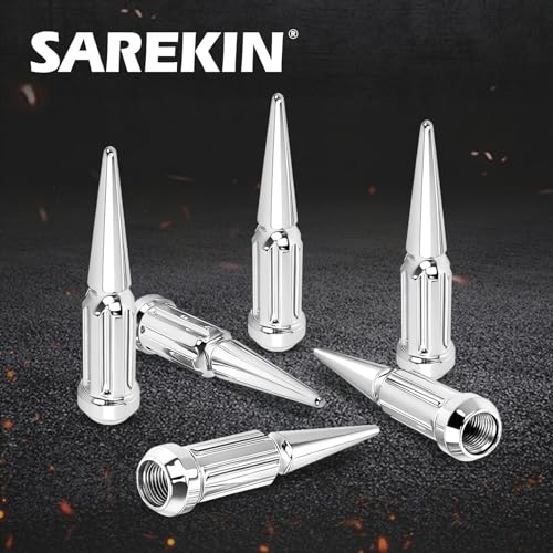 24pcs Chrome Spiked Spline Lug Nuts 4.4 Tall Wheel Lug Nut with Socket Key M14 x 1.5 24
