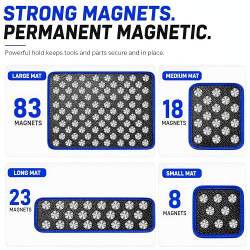 6-Pc Magnetic Tool Mat Set & Magnetic Tool Pad, Pickup Tools