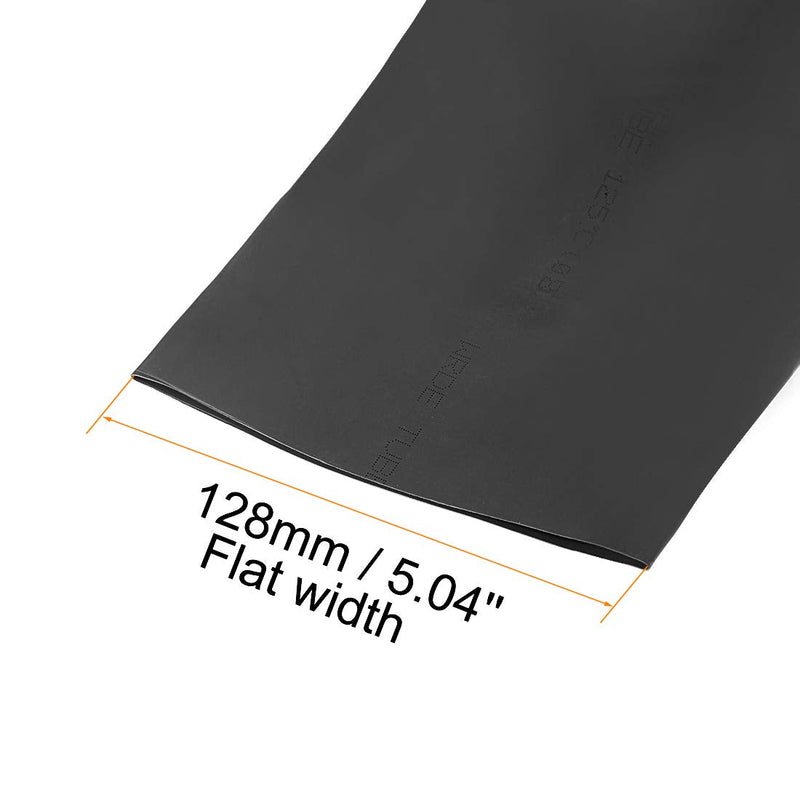 sourcing map heat shrink tubing 80mm dia. 128mm flat width 2:1 ratio cable sleeve 1m black
