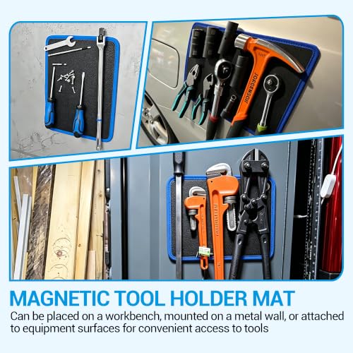 4 PCS Magnetic Tool Mat & Pad Set, Flexible Heavy Duty Magnetic Parts Holder Organizer Tool
