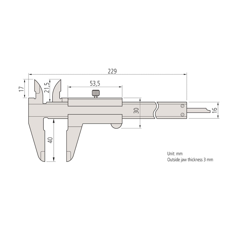 Mitutoyo 150 mm Analogue vernier caliper 0.5 mm | 1/128 in / 0.05 mm, metric/inch, mechanical reading, robust Single