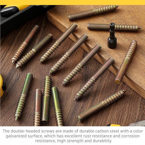 Hicarer 20 Pack 5/16-18 x 6 Inch Hanger Bolts with Driver Bit Gold