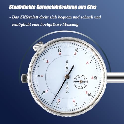 Mesee Precision Dial Gauge 0-10mm Mechanical Dial Gauge High Precision Dial | Industrial Dial Indicators, Micrometer Dial Gauge Probe Display Dial Accuracy 0.01mm Dial Test Indicator
