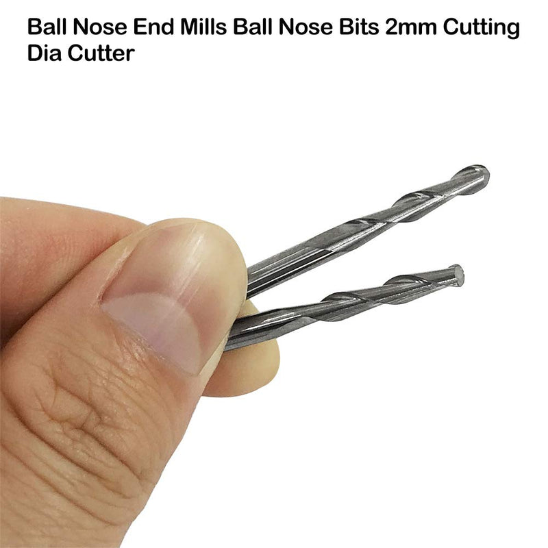 Afunta Ball End Mill 3.175mm 2mm Cutting Diameter Tungsten Steel 17mm Groove Length Pack of 12