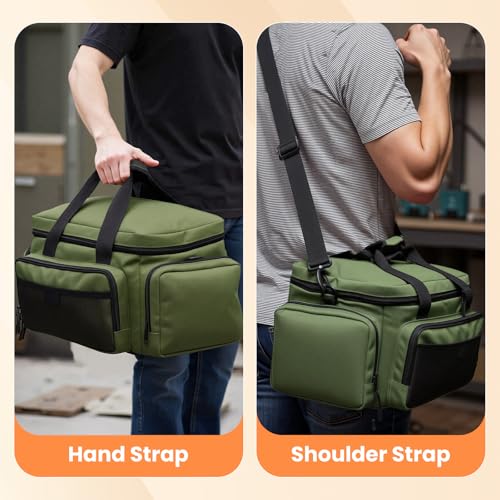 VJI 18" Heavy Duty Tool Bag with Adjustable Shoulder Strap, Green